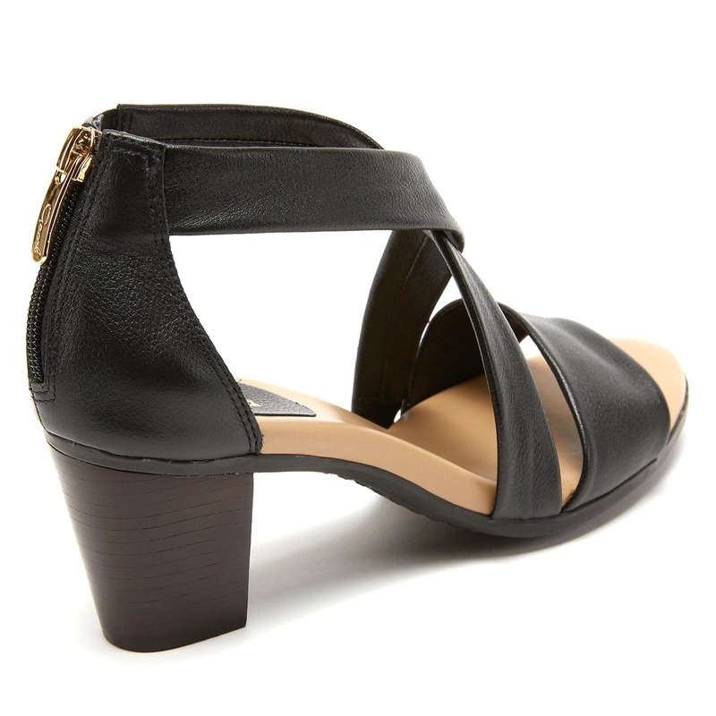 SANDALIAS MUJER GACEL CUERO NEGRO ROXXANE - 4