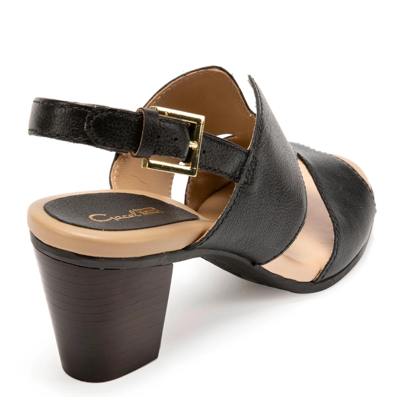 SANDALIAS MUJER GACEL CUERO NEGRO ROXXANE - 5