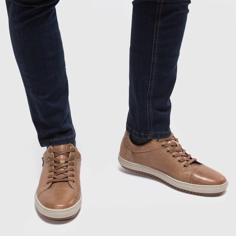 ZAPATILLA DE CUERO HOMBRE GUANTE CAFE  KANSAS 0034273 - 2