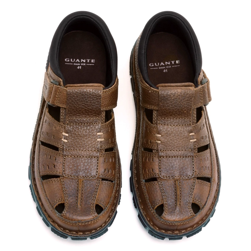 SANDALIAS HOMBRE GUANTE CUERO CERRADA BUDAPEST BRANDY - 4