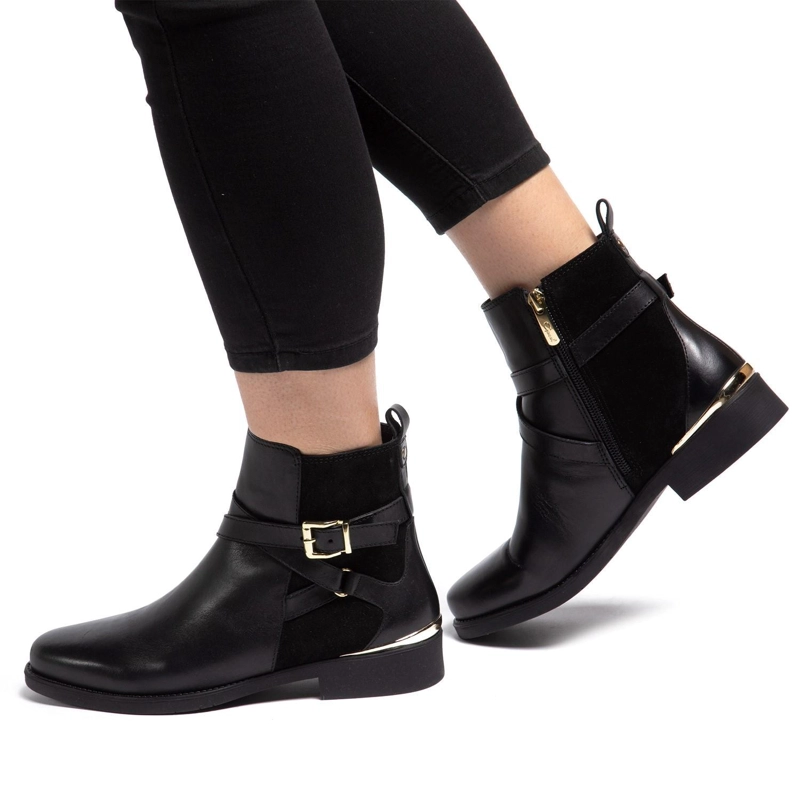 BOTIN DE CUERO MUJER GACEL NEGRO HORTENCIA - 2