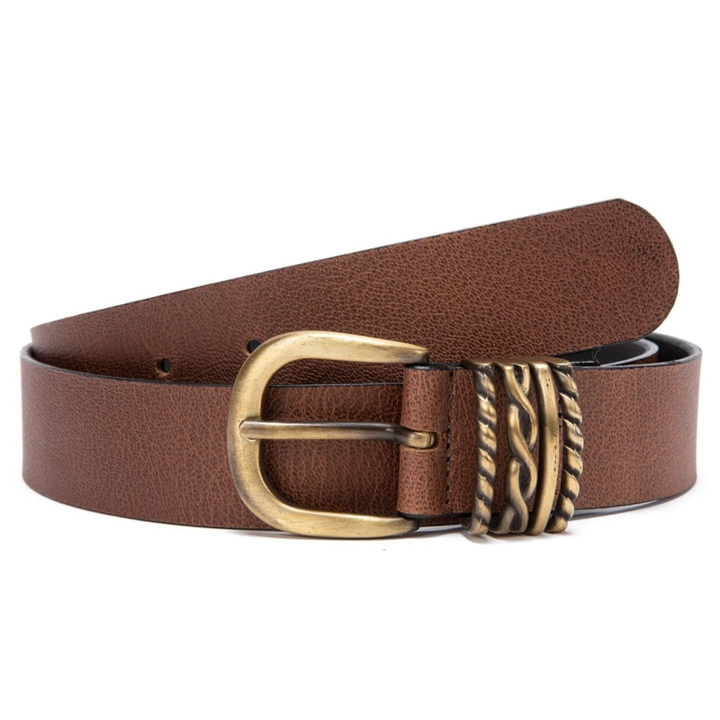 CINTURON CUERO GACEL CAFE ANCHO 3.5 CMS TOSTADO - 1