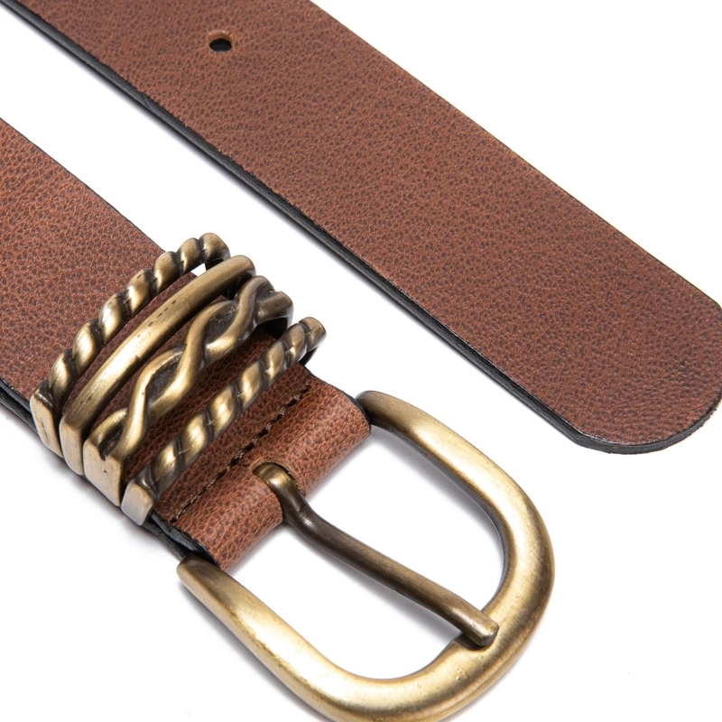 CINTURON CUERO GACEL CAFE ANCHO 3.5 CMS TOSTADO - 2