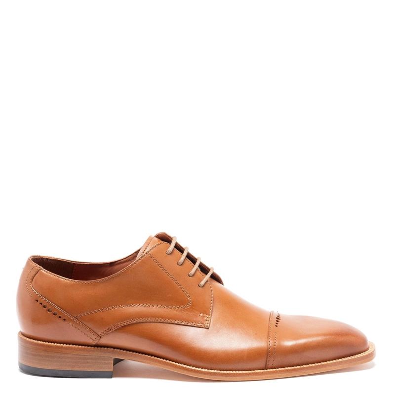 ZAPATO DE CUERO HOMBRE GUANTE CAMEL SUELA NATURAL 0033323 - 1