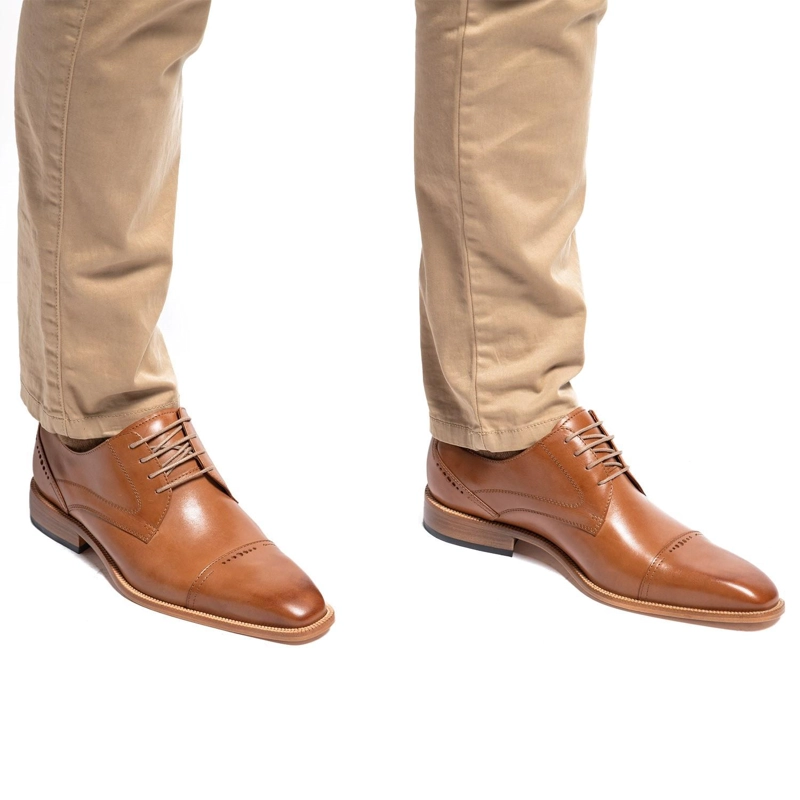 ZAPATO DE CUERO HOMBRE GUANTE CAMEL SUELA NATURAL 0033323 - 2