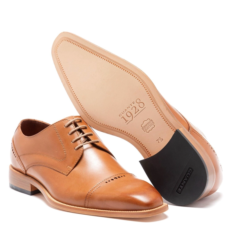 ZAPATO DE CUERO HOMBRE GUANTE CAMEL SUELA NATURAL 0033323 - 4