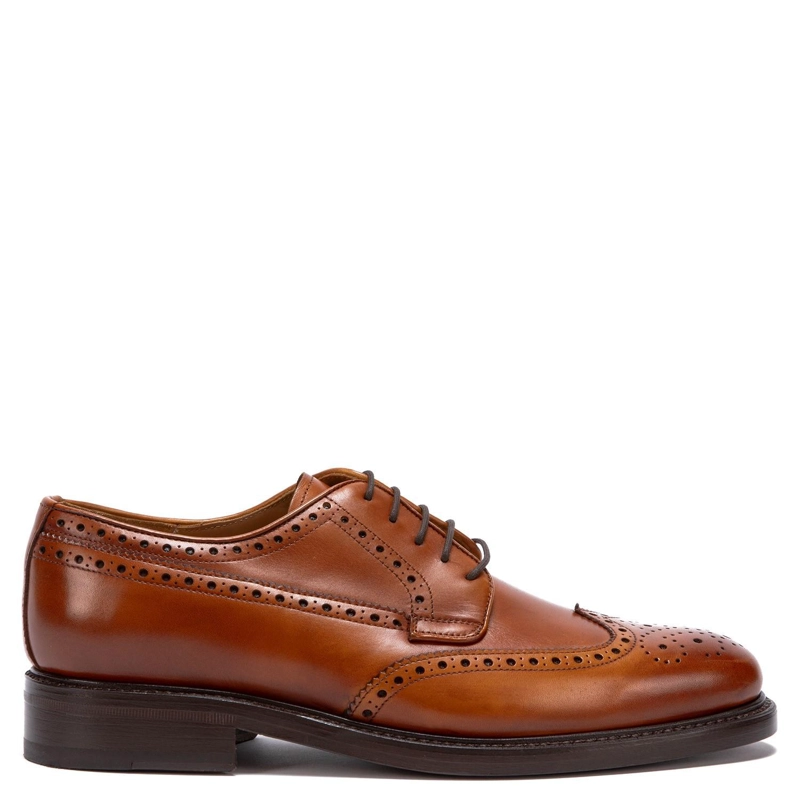 ZAPATO DE CUERO HOMBRE GUANTE BRANDY SUELA PUNTEADO - 1