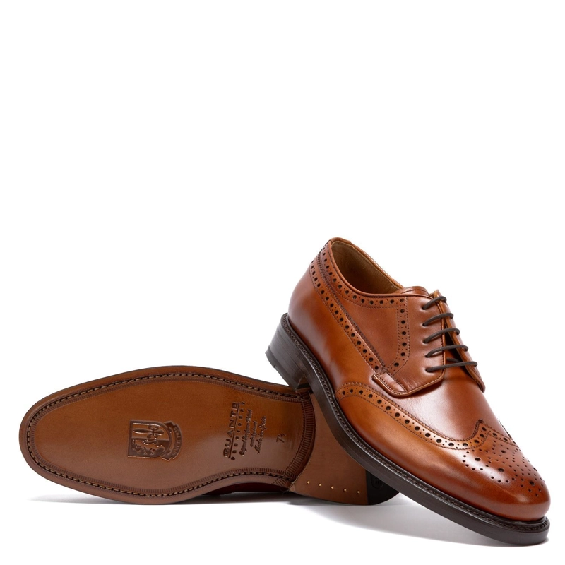 ZAPATO DE CUERO HOMBRE GUANTE BRANDY SUELA PUNTEADO - 4
