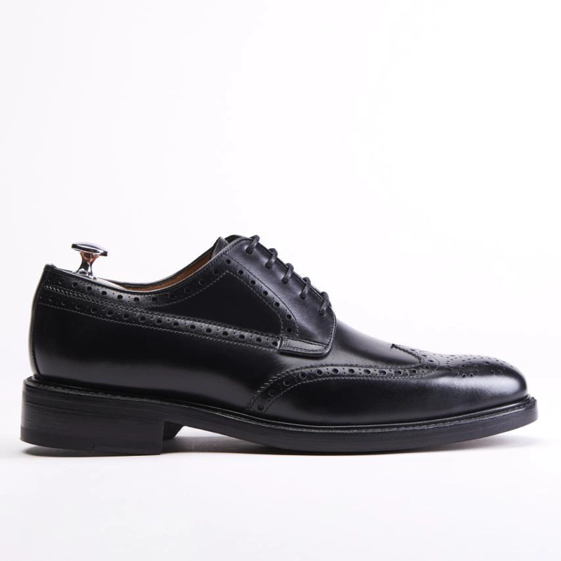 ZAPATO DE CUERO HOMBRE GUANTE NEGRO SUELA PUNTEADO - 1