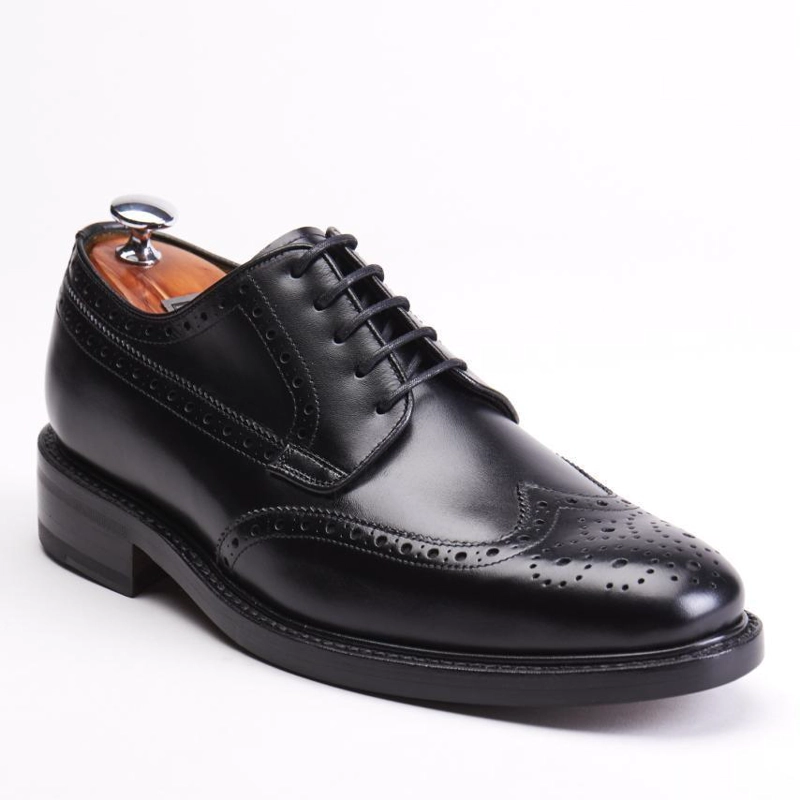 ZAPATO DE CUERO HOMBRE GUANTE NEGRO SUELA PUNTEADO - 2