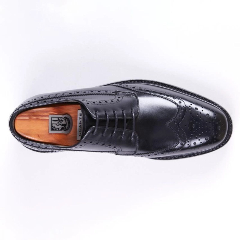 ZAPATO DE CUERO HOMBRE GUANTE NEGRO SUELA PUNTEADO - 5