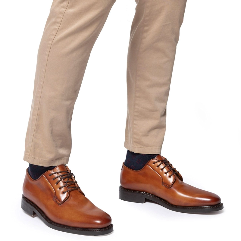 ZAPATO DE CUERO HOMBRE GUANTE BRANDY SUELA PUNTEADO 0034507 - 2