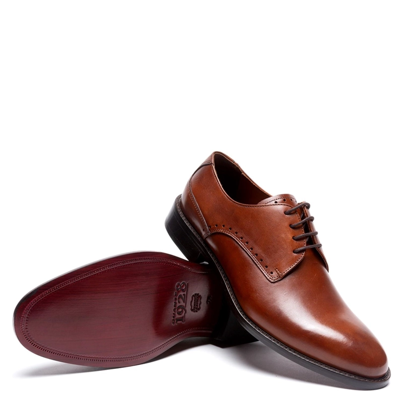 ZAPATO DE CUERO HOMBRE GUANTE CAMEL SUELA 0034783 - 3
