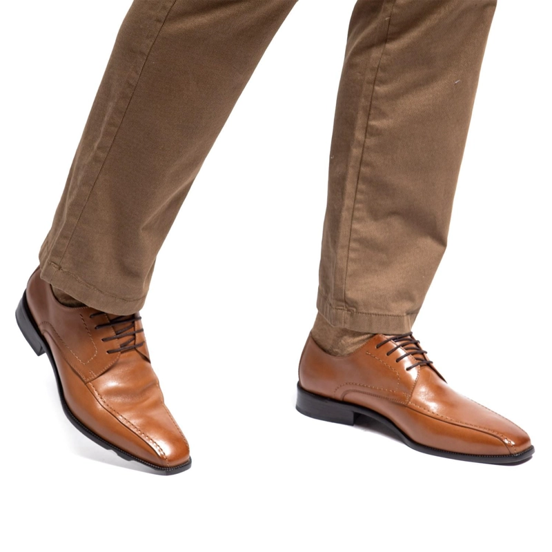ZAPATO DE CUERO HOMBRE GUANTE CAMEL SUELA 0034393 - 2