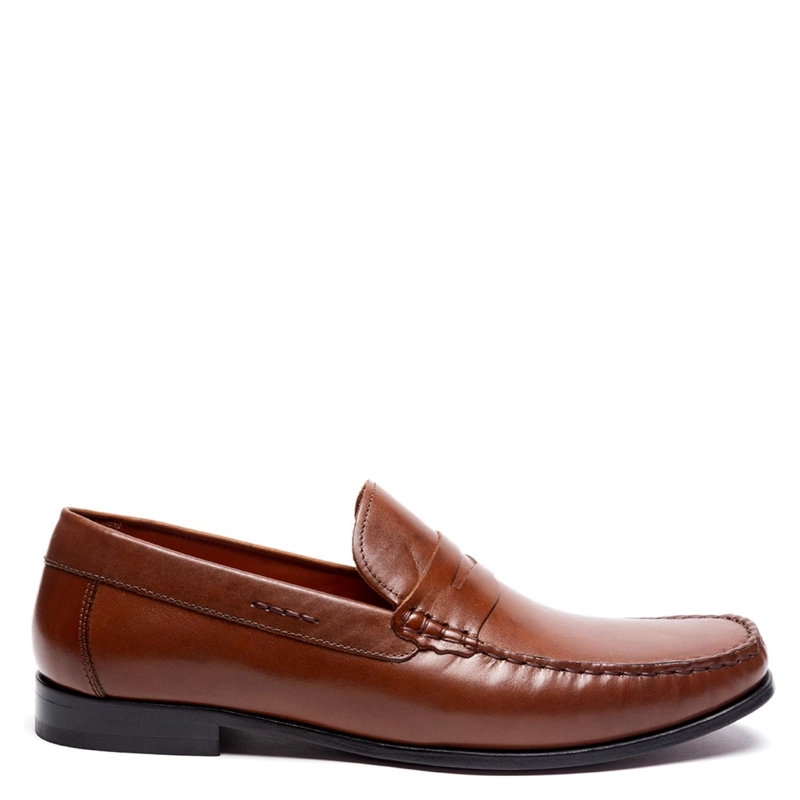MOCASIN DE CUERO HOMBRE GUANTE WHISKY SUELA - 1