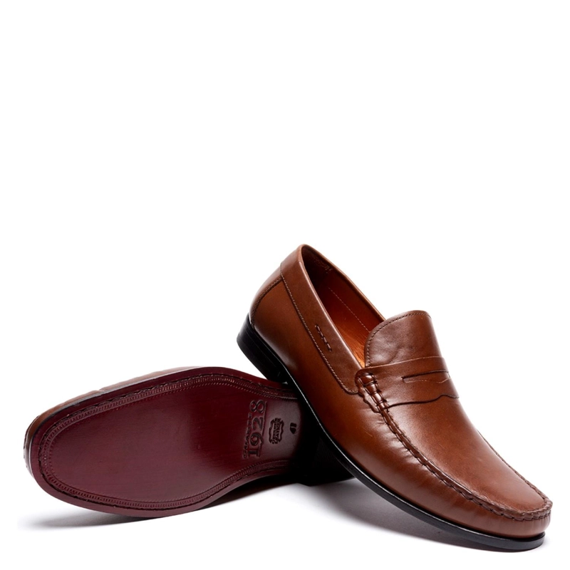 MOCASIN DE CUERO HOMBRE GUANTE WHISKY SUELA - 3