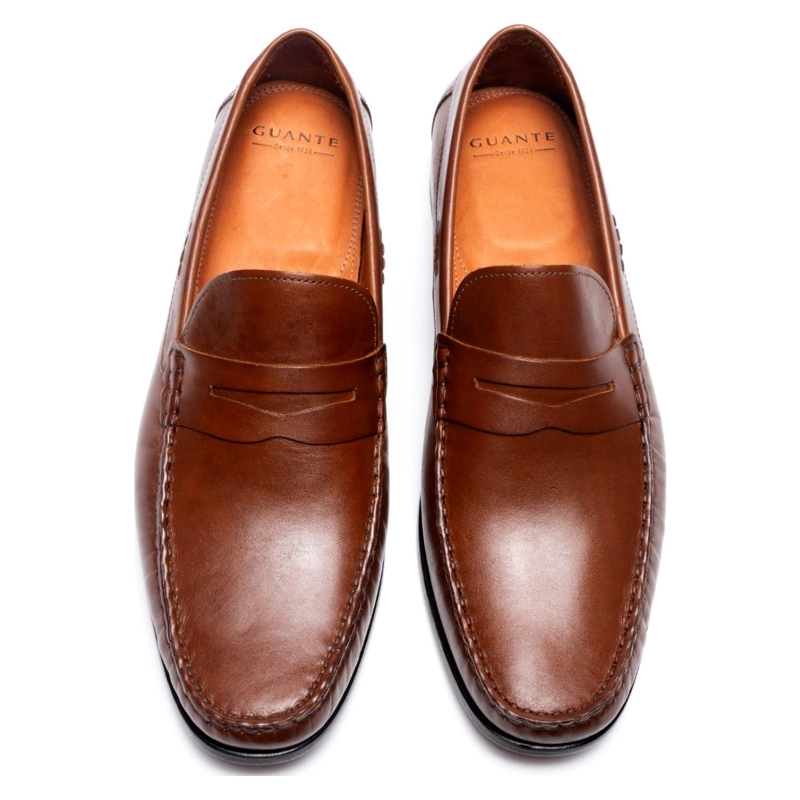 MOCASIN DE CUERO HOMBRE GUANTE WHISKY SUELA - 4