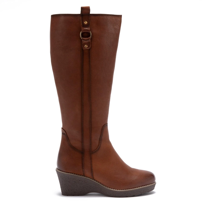 BOTA DE CUERO MUJER GACEL TOSTADO LEDA - 1