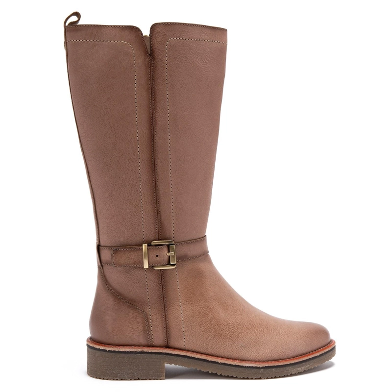 BOTA DE CUERO MUJER GACEL TAUPE NORA - 1