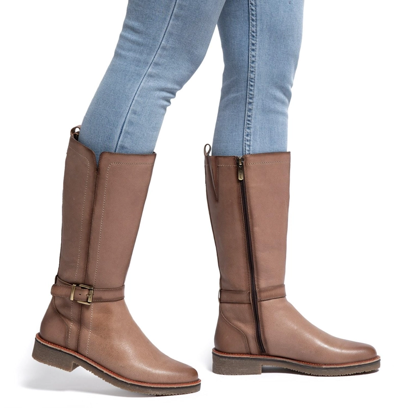 BOTA DE CUERO MUJER GACEL TAUPE NORA - 2