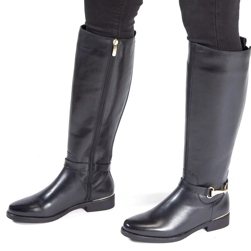 BOTA DE CUERO MUJER GACEL NEGRO HORTENCIA - 2