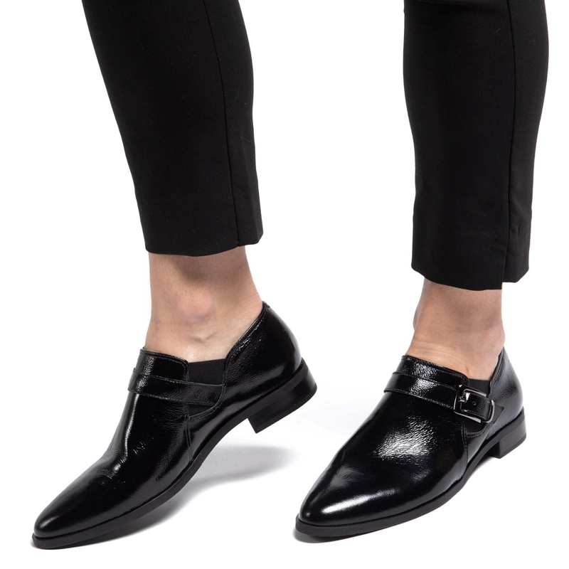 ZAPATO DE CUERO MUJER GACEL NEGRO CRUZ - 2