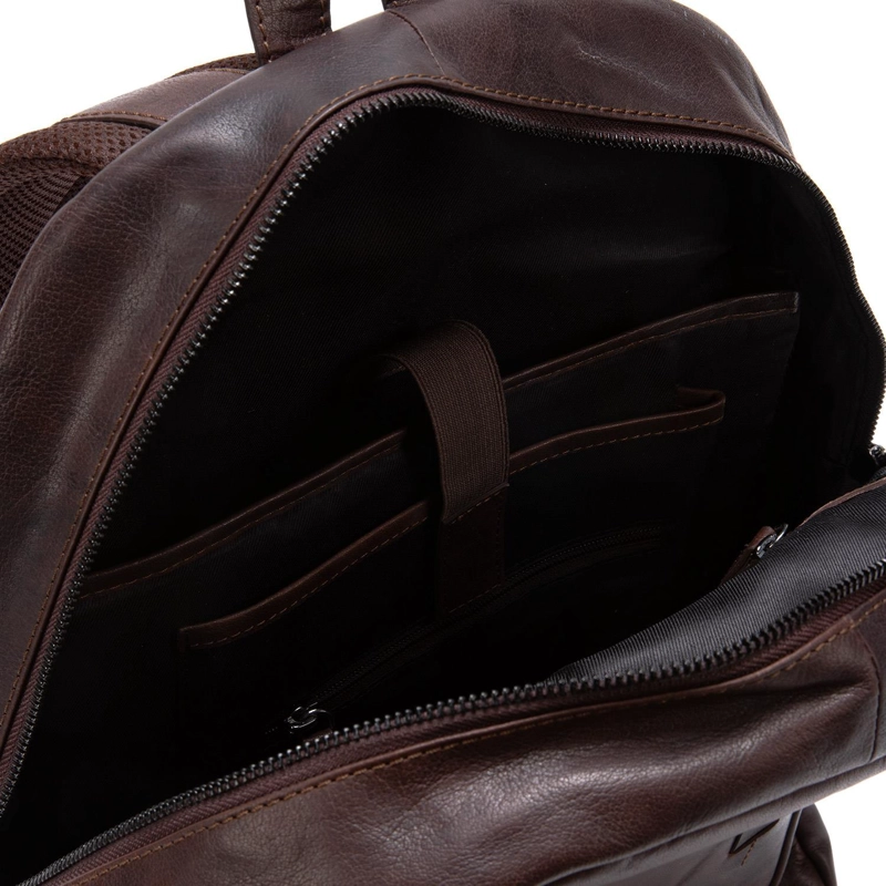 MOCHILA DE CUERO HOMBRE GUANTE CHOCOLATE VIAJE - 4