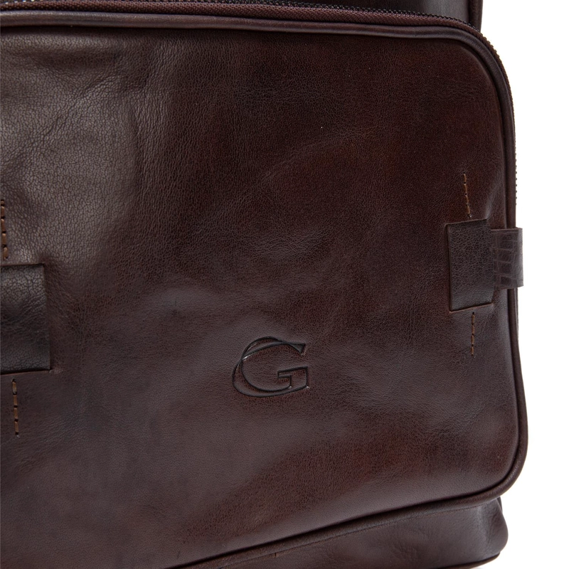 MOCHILA DE CUERO HOMBRE GUANTE CHOCOLATE VIAJE - 5