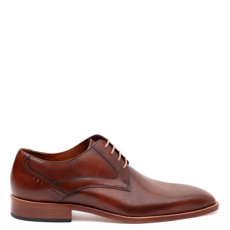 ZAPATO DE CUERO HOMBRE GUANTE CAFE  SUELA NATURAL 0035558 - 1