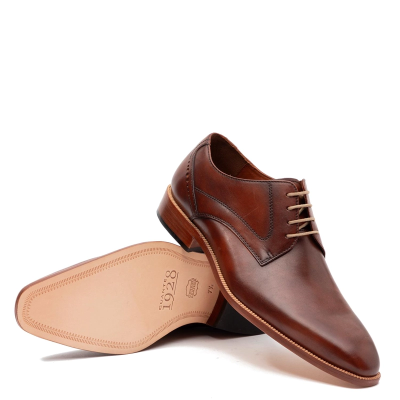 ZAPATO DE CUERO HOMBRE GUANTE CAFE  SUELA NATURAL 0035558 - 4