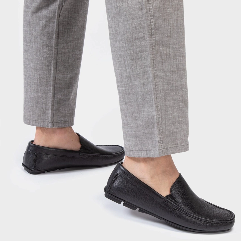 MOCASIN DE CUERO HOMBRE GUANTE NEGRO ANCONA 0034358 - 2