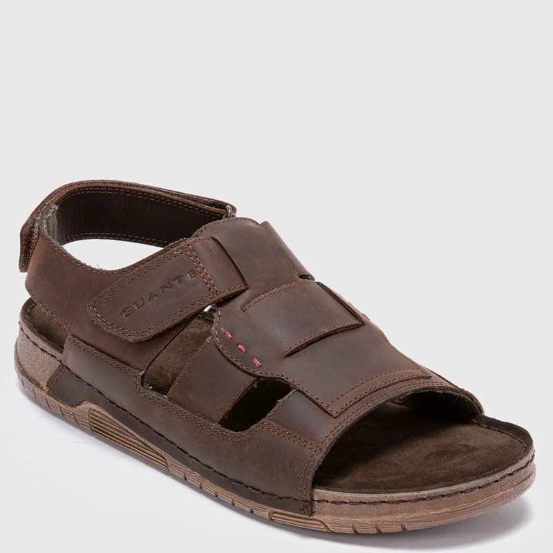 SANDALIAS HOMBRE GUANTE CUERO CHOCOLATE SEMI ABIERTA BONDI - 2