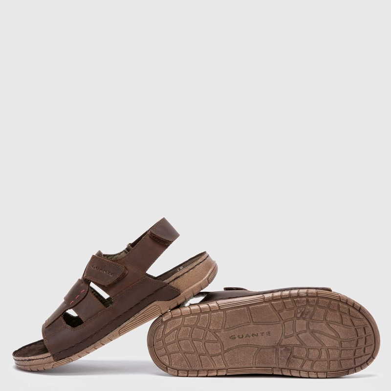 SANDALIAS HOMBRE GUANTE CUERO CHOCOLATE SEMI ABIERTA BONDI - 3