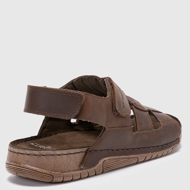 SANDALIAS HOMBRE GUANTE CUERO CHOCOLATE SEMI ABIERTA BONDI - 4