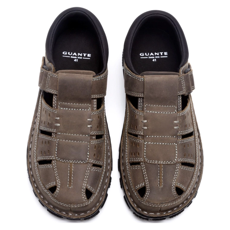 SANDALIAS HOMBRE GUANTE CUERO GRIS CERRADA BUDAPEST - 4