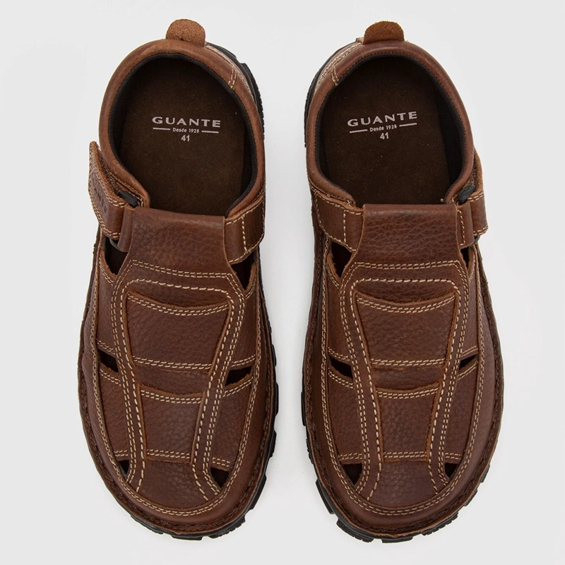 SANDALIAS HOMBRE GUANTE CUERO CHOCOLATE CERRADA BUDAPEST - 4