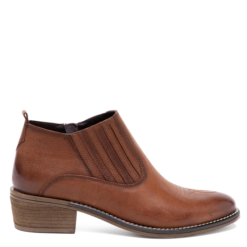 BOTIN DE CUERO MUJER GACEL TOSTADO GINA - 1