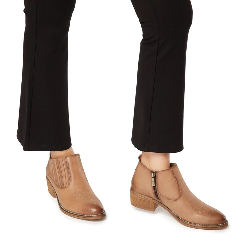 BOTIN DE CUERO MUJER GACEL TAUPE GINA - 2