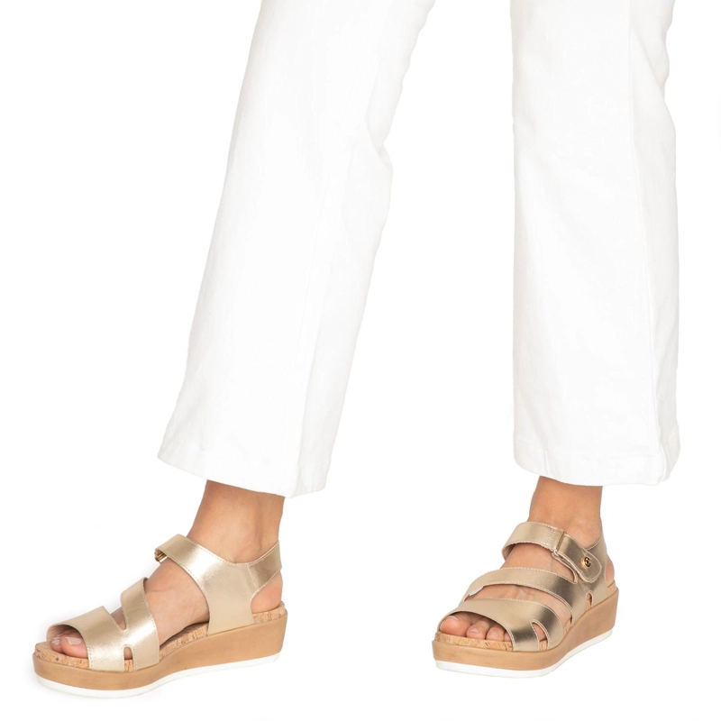SANDALIAS MUJER GACEL CUERO DORADO MERYL - 2