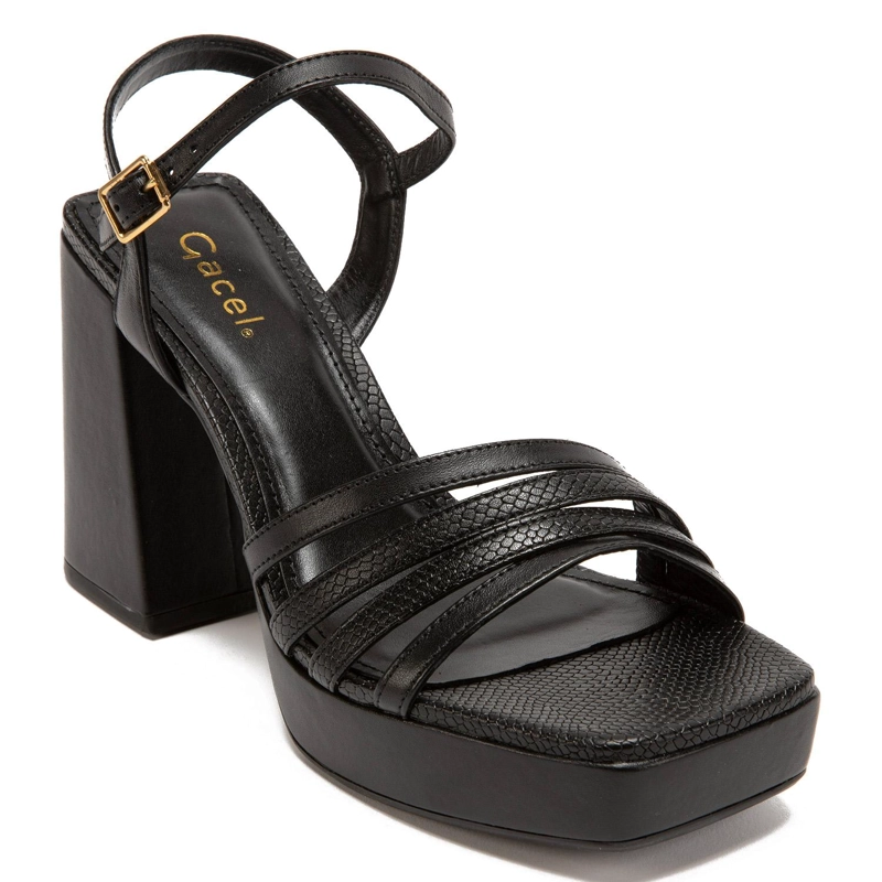 SANDALIAS MUJER GACEL CUERO NEGRO ATHENA - 2