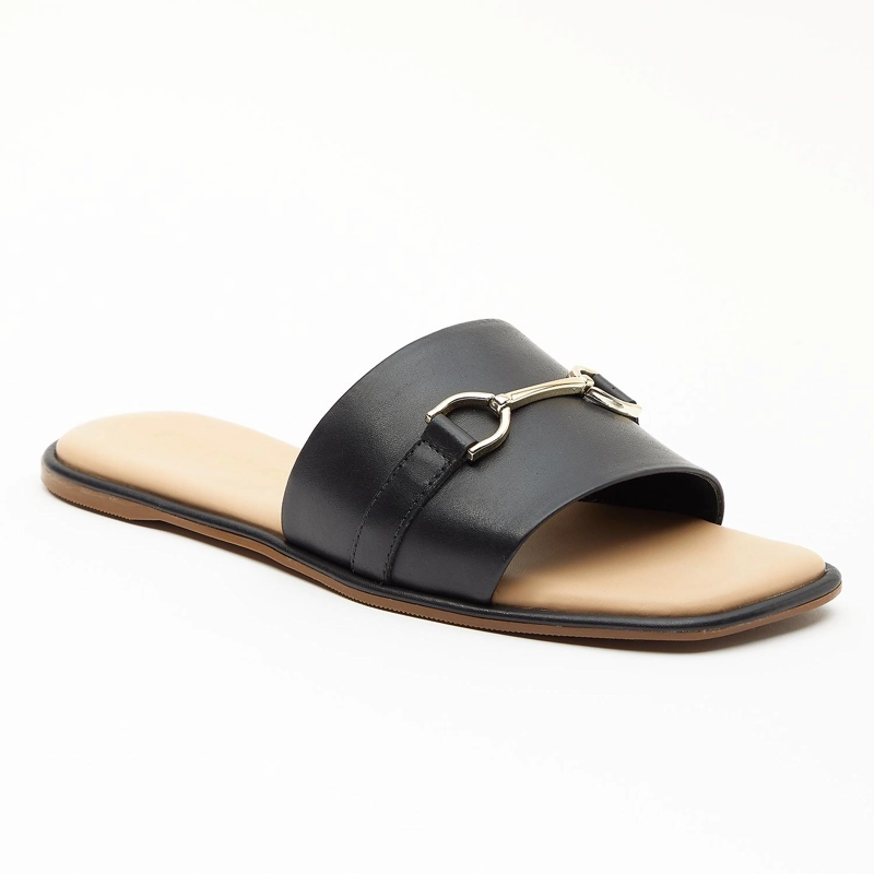 SANDALIA DE CUERO MUJER GACEL NEGRO ODETH 0659673 - 2