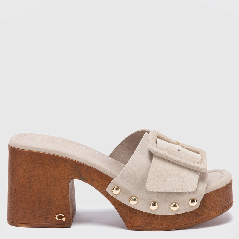 SANDALIAS MUJER GACEL CUERO BEIGE DAISY - 1
