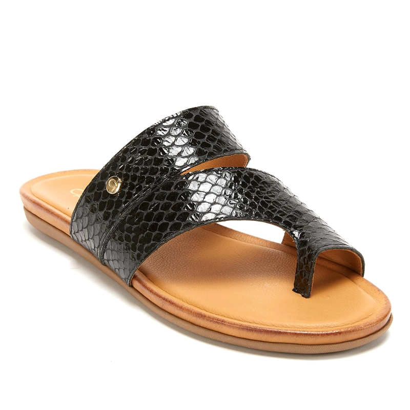 SANDALIAS MUJER GACEL CUERO NEGRO MILA - 2