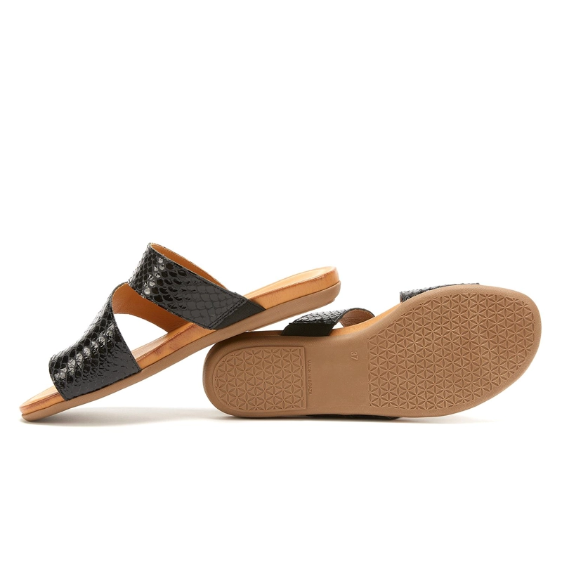 SANDALIAS MUJER GACEL CUERO NEGRO MILA - 3