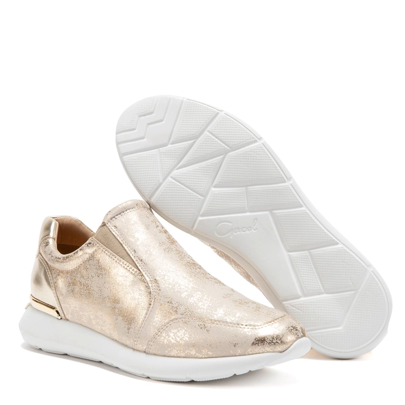 ZAPATILLA DE CUERO MUJER GACEL DORADO STEFFY 0659741 - 4