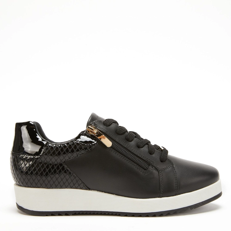 ZAPATILLA DE CUERO MUJER GACEL NEGRO ARIA - 1
