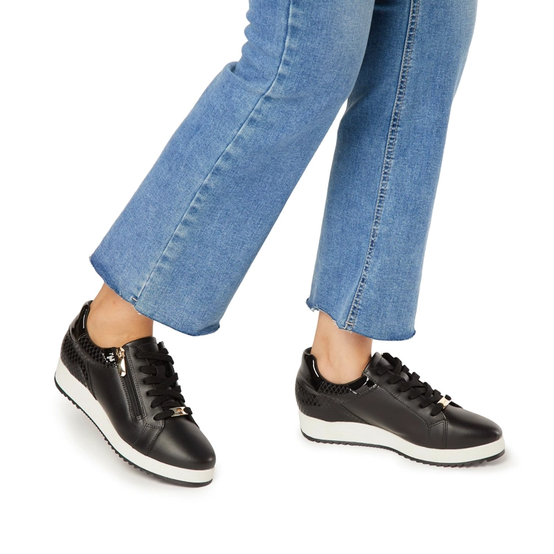 ZAPATILLA DE CUERO MUJER GACEL NEGRO ARIA - 2