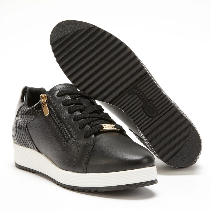 ZAPATILLA DE CUERO MUJER GACEL NEGRO ARIA - 4