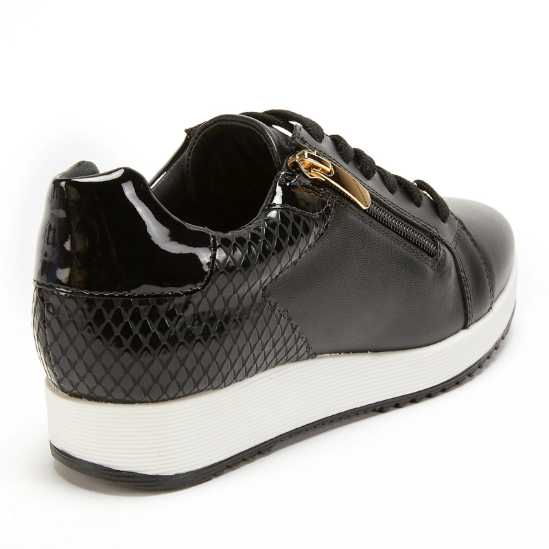 ZAPATILLA DE CUERO MUJER GACEL NEGRO ARIA - 5