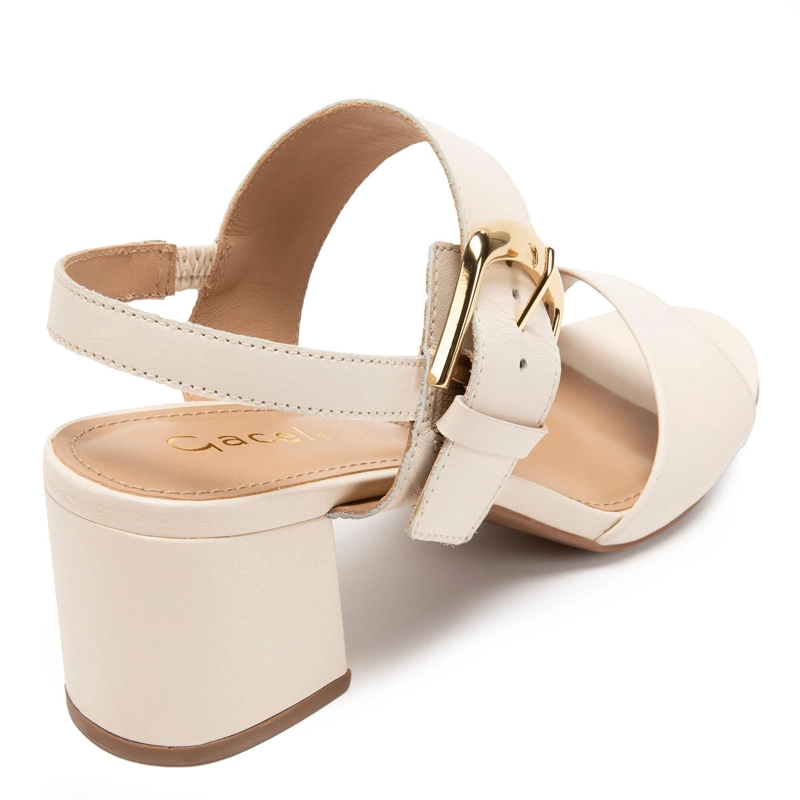 SANDALIAS MUJER GACEL CUERO CREMA GINGER - 3